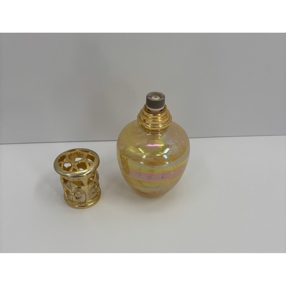 Fragrance Lamp With Diffuser Iridescent Gold With White Swirls Art Glass Base - Picture 6 of 14